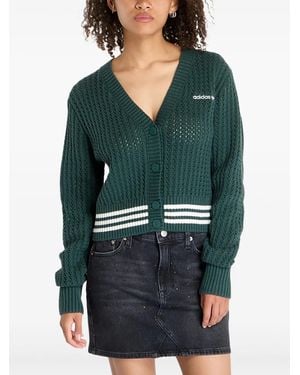 adidas Ribbed-Knit Cardigan - Green
