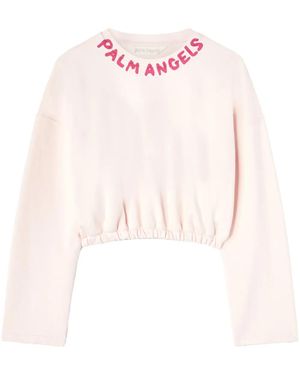Palm Angels Top Corto Con Stampa - Rosa