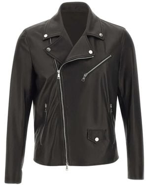 Tagliatore Zipped Leather Jacket - Black