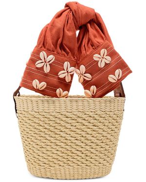 Sensi Studio Mini Shell-Sleeve Basket Bag - Orange
