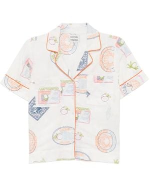 Damson Madder Chlo Embroidered Cotton-Blend Shirt - White
