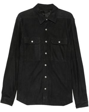 Rick Owens Suede Press-Stud Jacket - Black