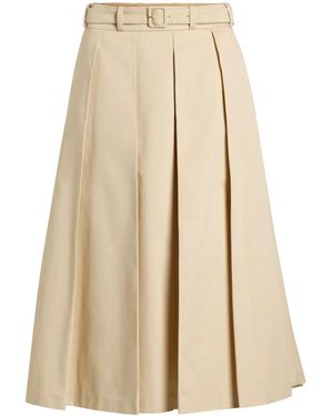 Patou Pleated Midi Skirt - Natural
