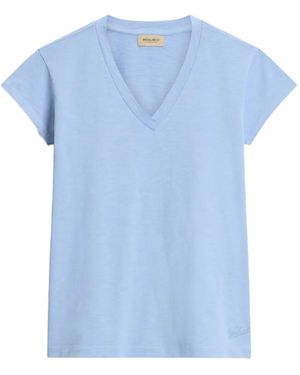 Woolrich Slub-Texture V-Neck T-Shirt - Blue