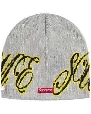 Supreme X New Era Cursive Beanie Hat - Gris