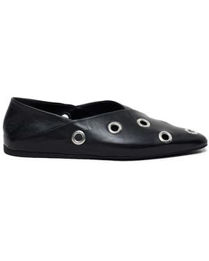 Closed Stud-Detailed Ballet Flats - Black
