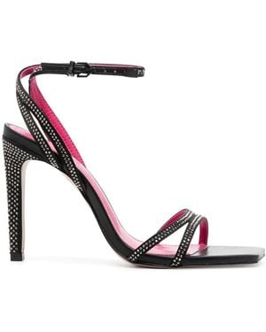 SCHUTZ SHOES 105Mm Leather Crystal-Embellished Sandals - Pink