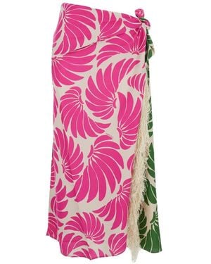 FARM Rio Banana Wings Midi Skirt - Pink