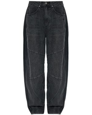 adidas Logo-Embroidered Paneled Jeans - Black