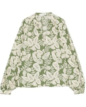Marc O' Polo Blusa A Fiori Con Scollo A V - Verde