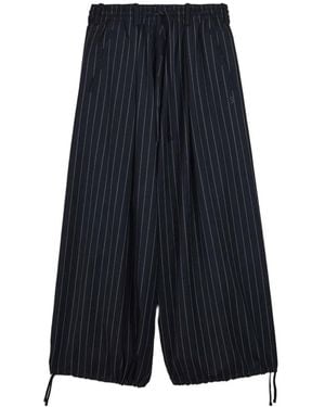Y-3 Pinstripe-Pattern Trousers - Blue