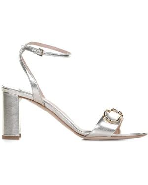 Ninalilou Buckle-Detail Block-Heel Sandals - Metallic