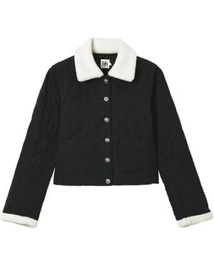 B+ AB Gesteppte Jacke Mit Borgkragen - Schwarz