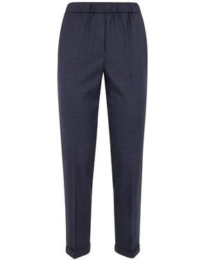 Antonelli Elasticated-Waistband Turned-Up-Cuffs Trousers - Blue