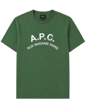 A.P.C. Logo-Print Cotton T-Shirt - Green
