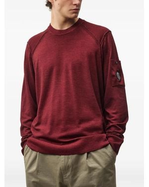 C.P. Company Lens-Detail Raglan-Sleeve Jumper - Red