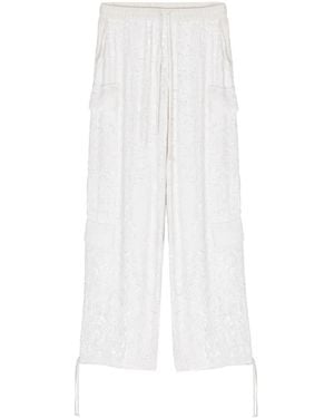 P.A.R.O.S.H. Sequinned Drawstring Cargo Trousers - White