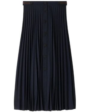 Sandro Pleated Button-Down Midi Skirt - Blue