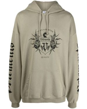 Vetements Logo Drawstring Hoodie - Grey