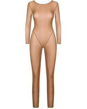 Maison Close French Kiss Light Open-Back Long-Sleeve Jumpsuit - Natural