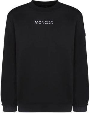 Moncler Cotton Fleece Logo Sweatshirt - Black