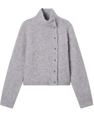 B+ AB Button High-Neck Cardigan - Grey