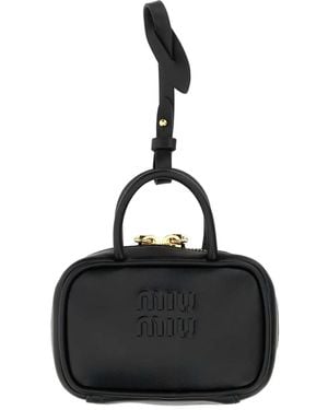 Miu Miu Porte-Clés En Cuir À Design Embossé - Noir