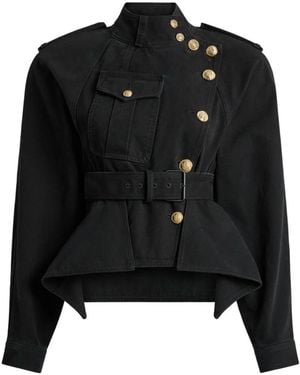 Balmain Denim Peplum Jacket - Black