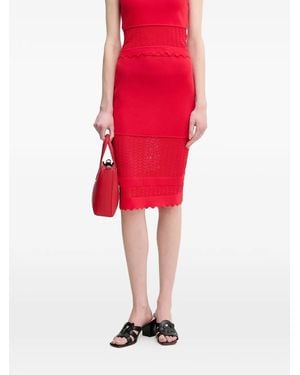 GAUDI Scalloped-Trim Midi Skirt - Red