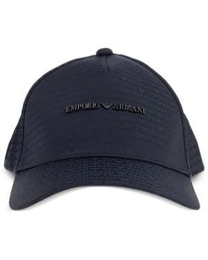 Emporio Armani Logo-Plaque Baseball Cap - Blue