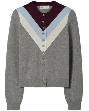 Tory Burch Wollcardigan Mit Zickzackmuster - Grau
