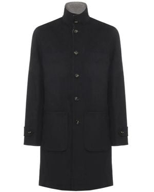 Devore Reversible High-Neck Coat - Black