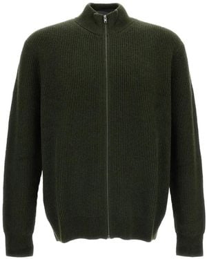 Les Deux Gerippter Cardigan Mit Reißverschluss - Grün