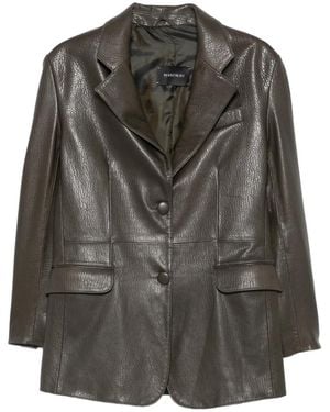 Manokhi Strukturierte Lederjacke - Grau