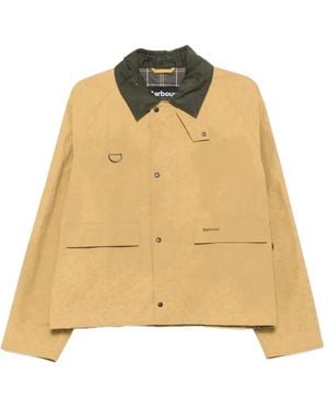 Barbour Veste Bomber À Col En Velours Côtelé Et Logo Imprimé Spey - Natural