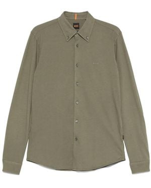 BOSS Logo-Embroidered Shirt - Green