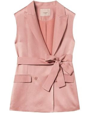 Twinset Satin Belted Blazer - Pink