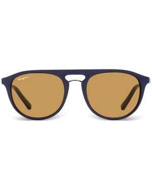 Ferragamo Eyewear Gancini Pilot-Frame Sunglasses - Blue