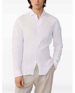 Hackett Camisa De Lino Con Motivo Desteñido - Blanco