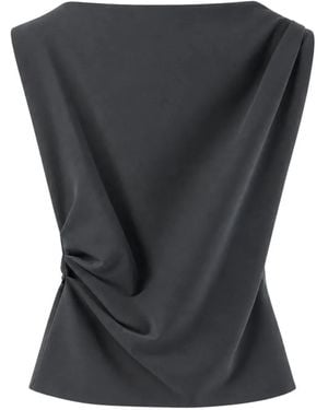 Herno Draped Sleeveless Top - Black