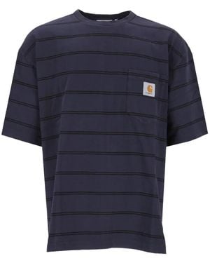 Carhartt Cardona Stripe-Pattern Pocket T-Shirt - Blue