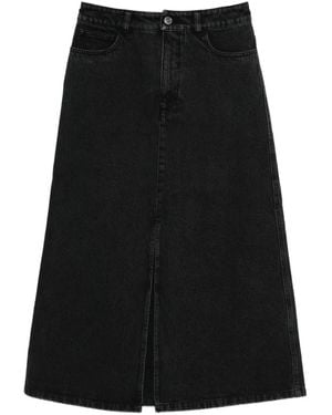 A.P.C. Denim Midi-Rok Met Split - Zwart