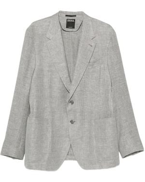 ZEGNA Single-Breasted Linen Blazer - Grey