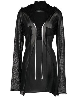 OTTOLINGER Cut-Out Knitted Cardigan Hoodie - Black
