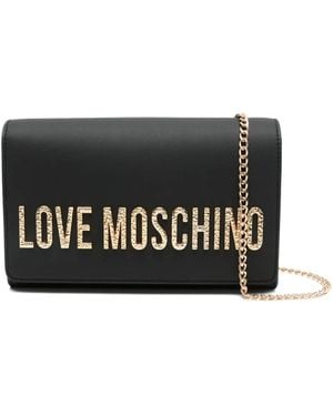 Love Moschino Logo-Plaque Chain-Strap Clutch Bag - Black