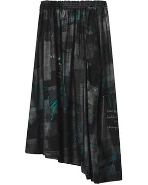 Y's Yohji Yamamoto Newspaper-Print Skirt - Black