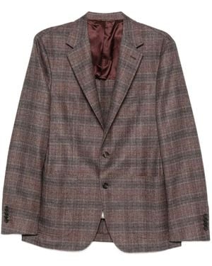Canali Checked Wool Blazer - Brown