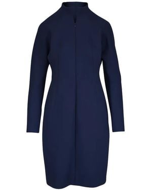 Akris Mock-Neck Long-Sleeve Mini Dress - Blue