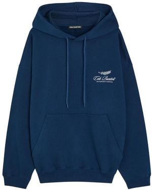 Cole Buxton Logo-Embroidered Drawstring Hoodie - Blue