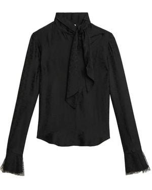 Isabel Marant Raphaella Ruffled-Cuff Blouse - Black
